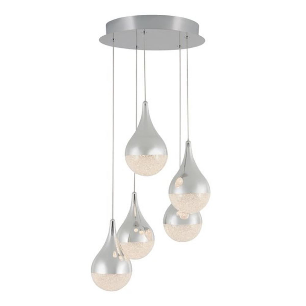 Artika Glitzer 5" -5 Light LED Silver Pendant Light- NEW In Box